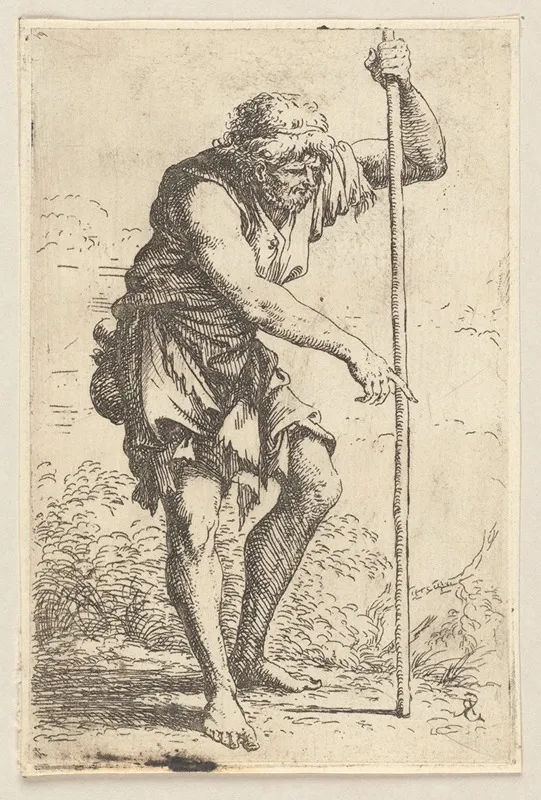 Peasant With Staff Wall Art by Salvator Rosa - High-Resolution Digital Print