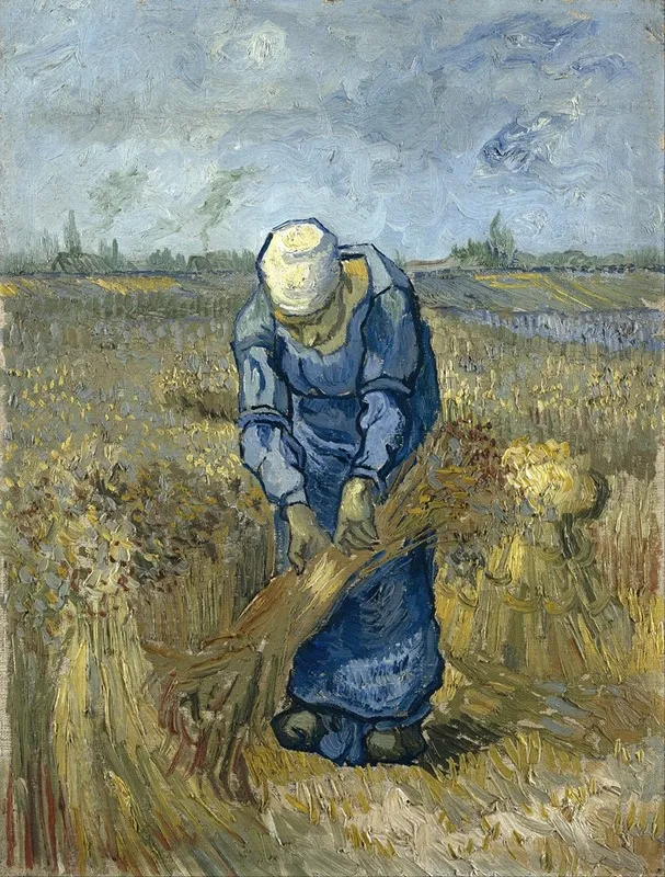 Peasant Woman Binding Sheaves After Millet Wall Art by Vincent van Gogh - High-Resolution Digital Print
