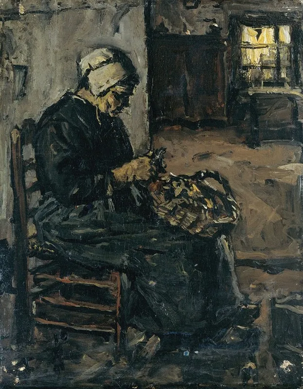 Peasant Woman Peeling Potatoes Wall Art by Suze Robertson - High-Resolution Digital Print