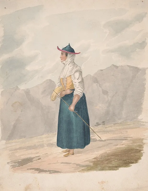 Peasant Woman With Staff La Palma