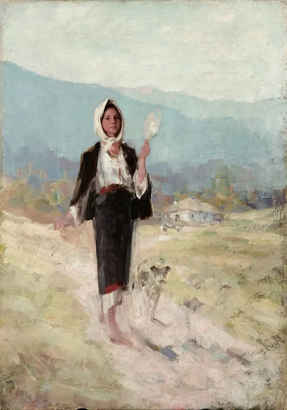 Peasant Women With Distaff Wall Art by Nicolae Grigorescu - High-Resolution Digital Print