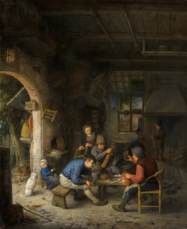 Peasants At An Inn Wall Art by Adriaen van Ostade - High-Resolution Digital Print