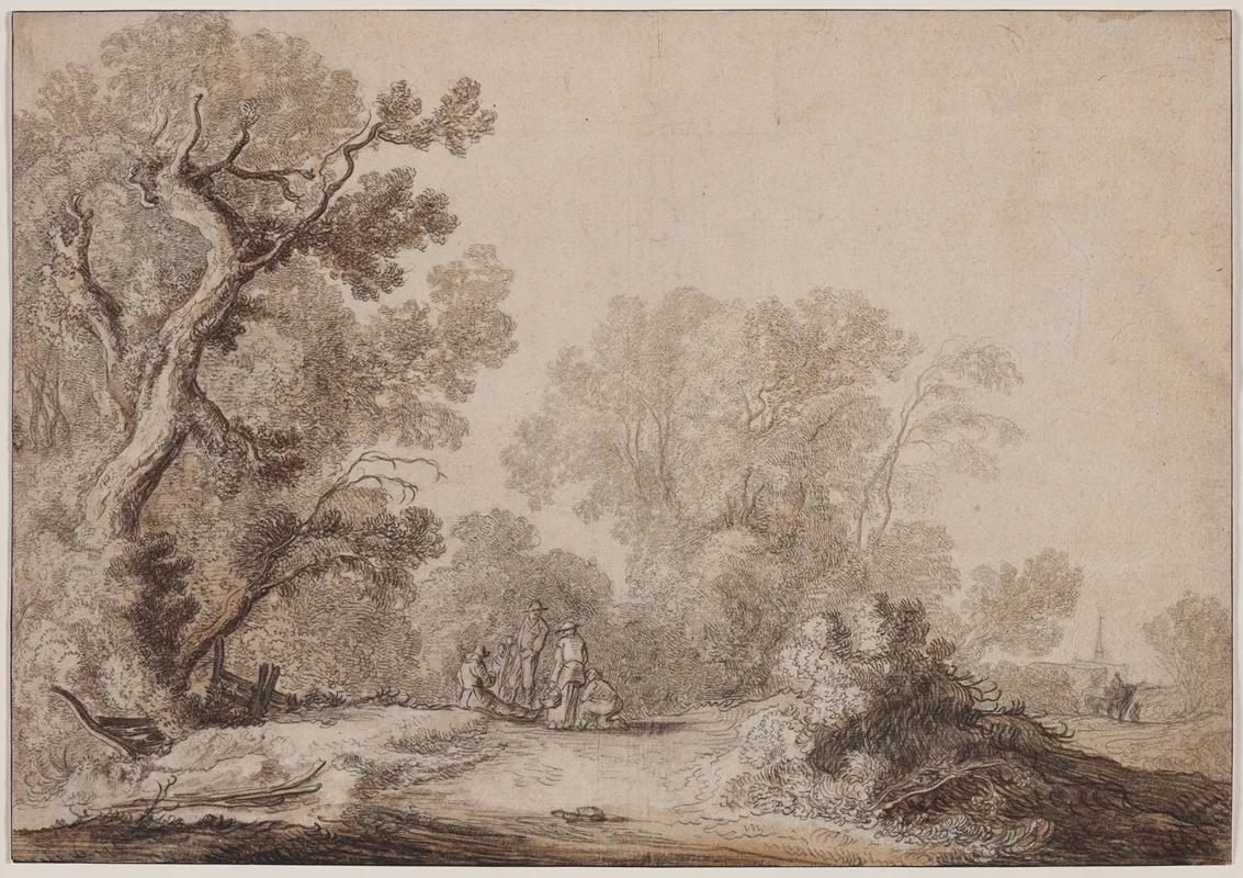 Peasants At The Edge Of A Wood Wall Art by Jacob van Mosscher - High-Resolution Digital Print