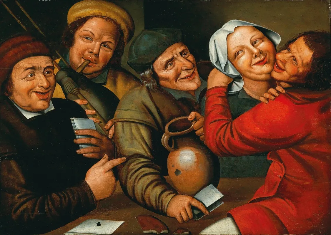Peasants Carousing And Playing Cards Wall Art by Workshop of Jan Massys - High-Resolution Digital Print