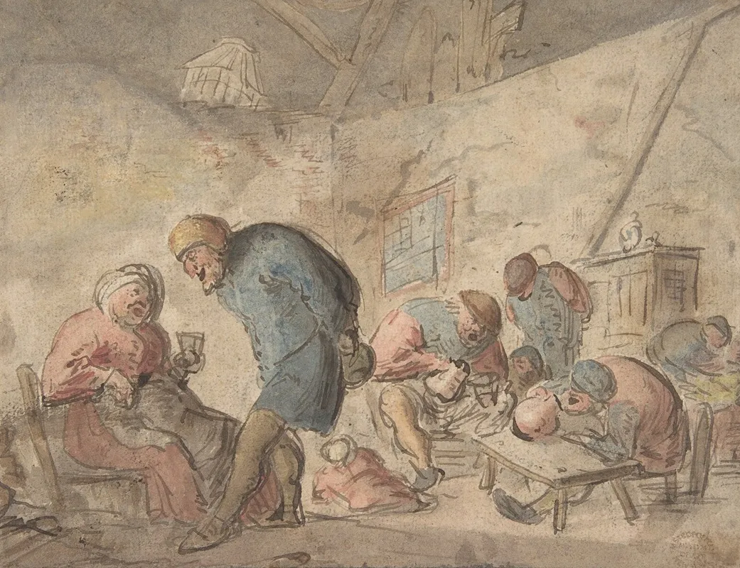 Peasants Drinking 2 Wall Art by Adriaen van Ostade - High-Resolution Digital Print