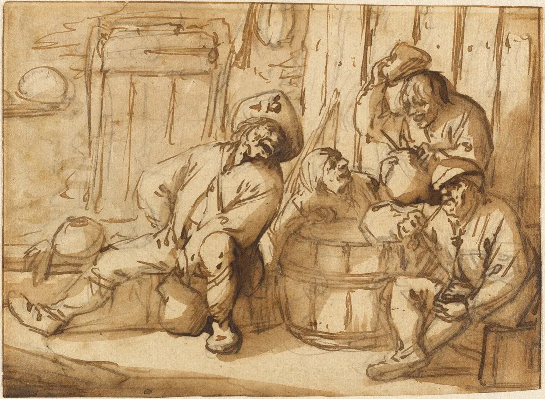 Peasants Drinking In A Tavern