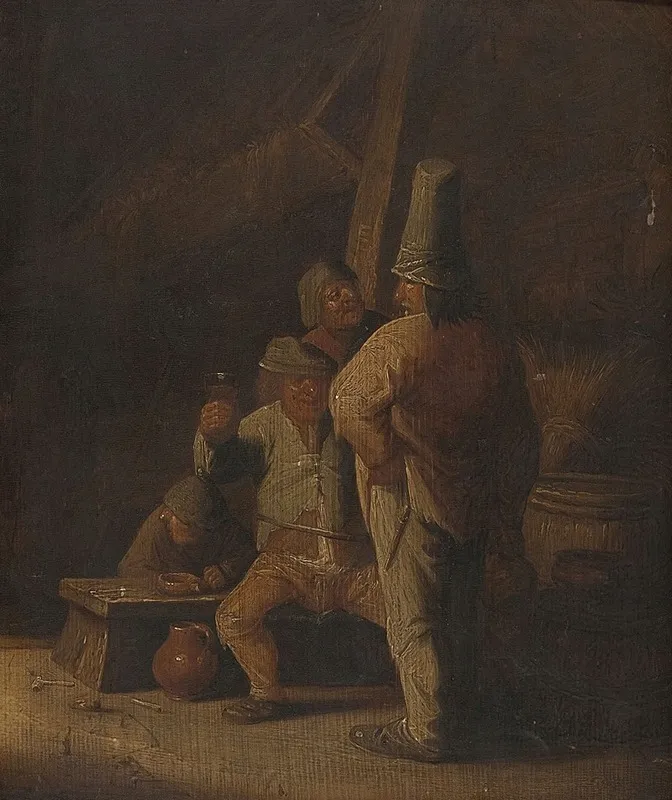 Peasants Drinking Wine Wall Art by Aleksander Ludwik Molinari - High-Resolution Digital Print