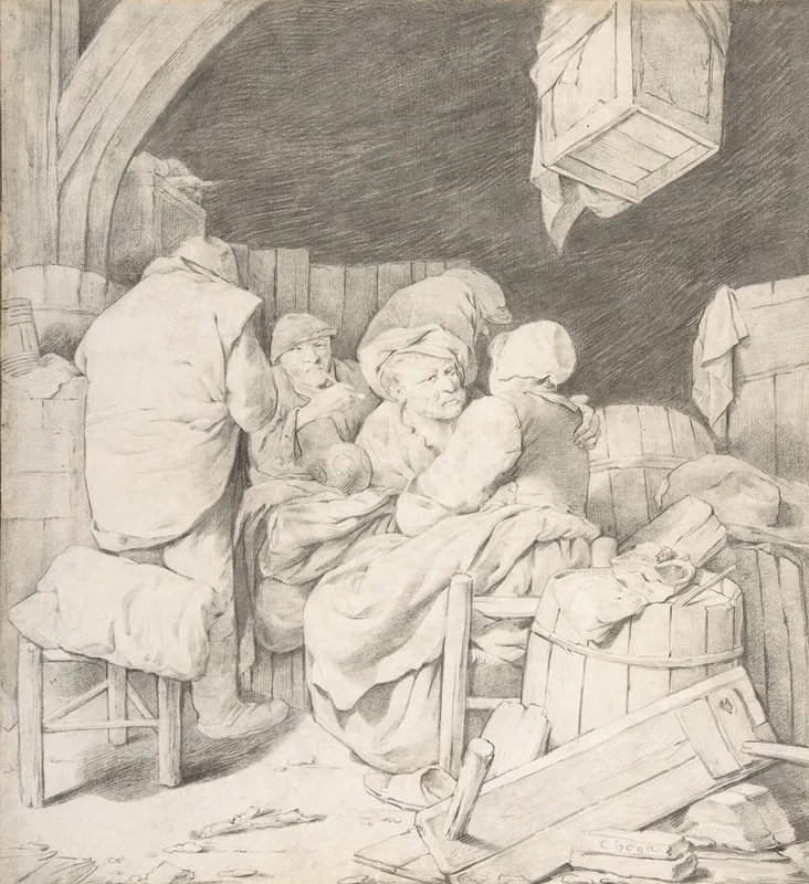 Peasants Gathered At An Inn Wall Art by Cornelis Pietersz. Bega - High-Resolution Digital Print