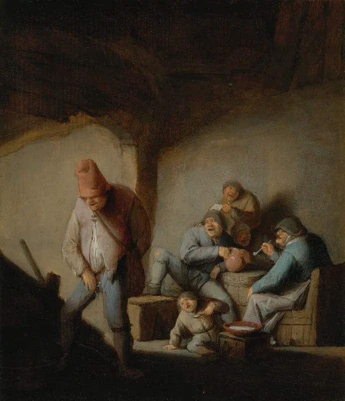 Peasants In The Interior Of An Inn Wall Art by Adriaen van Ostade - High-Resolution Digital Print