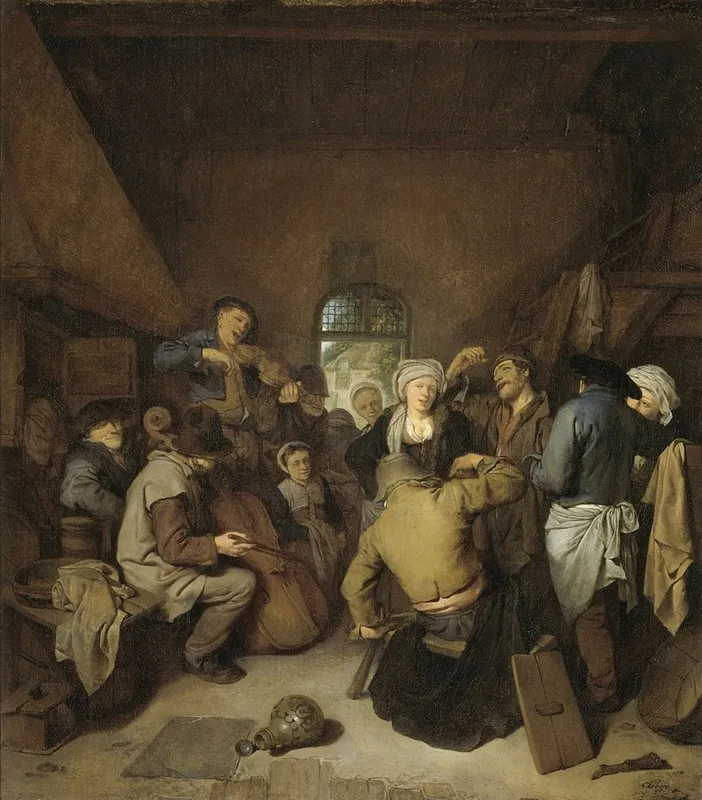 Peasants Making Music And Dancing Wall Art by Cornelis Pietersz. Bega - High-Resolution Digital Print