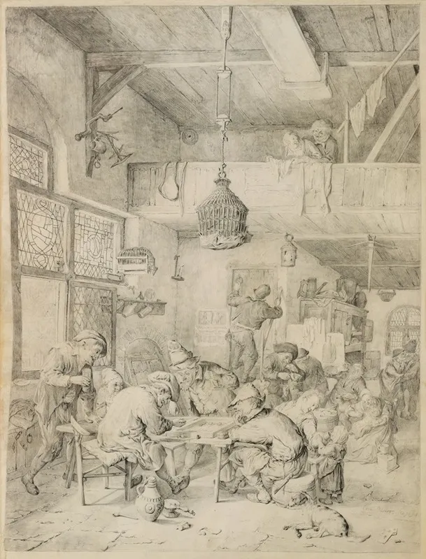 Peasants Playing Backgammon And Merry Making In A Tavern