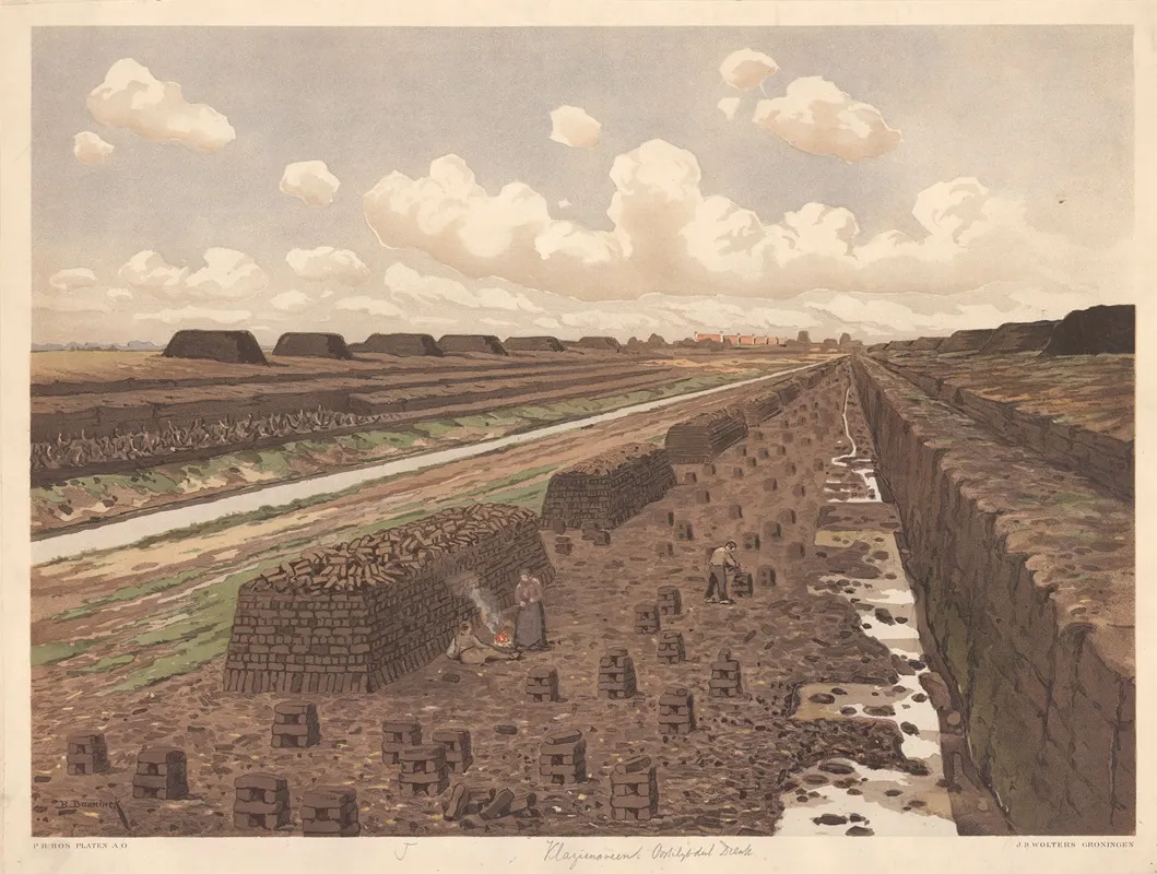 Peat Digging Near Klazienaveen Drenthe Wall Art by Bernardus Bueninck - High-Resolution Digital Print