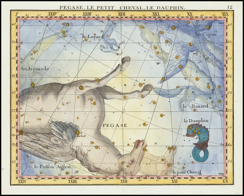 Pegase Le Petit Cheval Le Dauphin Pegasus Pisces And Equuleus Wall Art by John Flamsteed - High-Resolution Digital Print