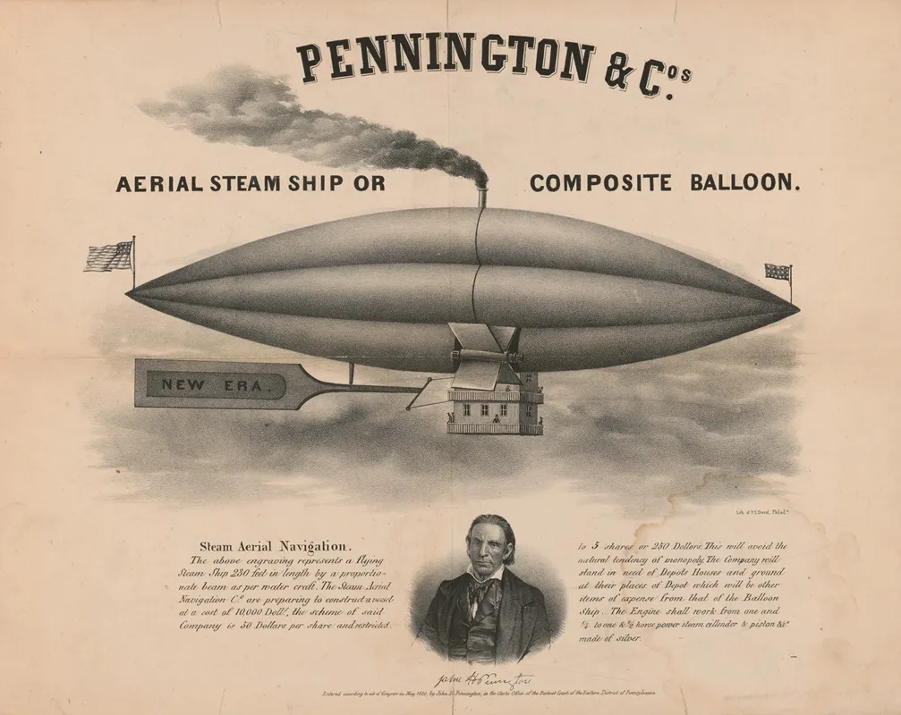 Pennington Cos Aerial Steam Ship Or Composite Balloon Wall Art by Peter S. Duval - High-Resolution Digital Print
