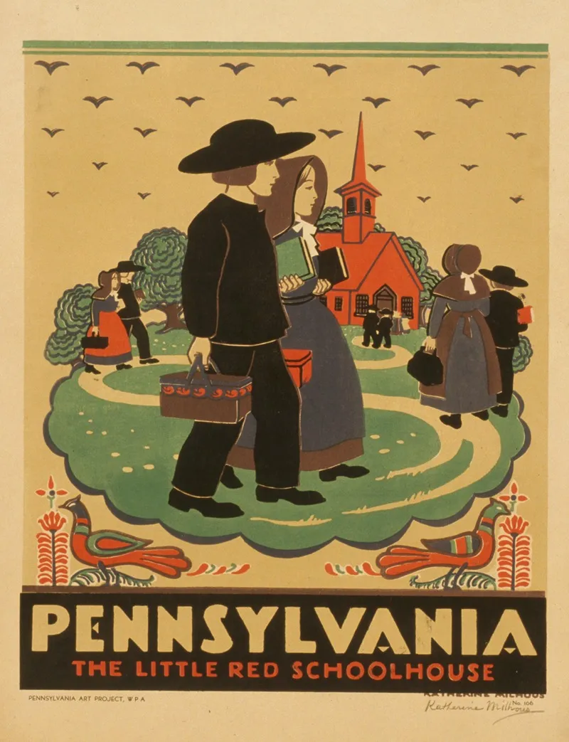 Pennsylvania The Little Red Schoolhouse Wall Art by Katherine Milhous - High-Resolution Digital Print