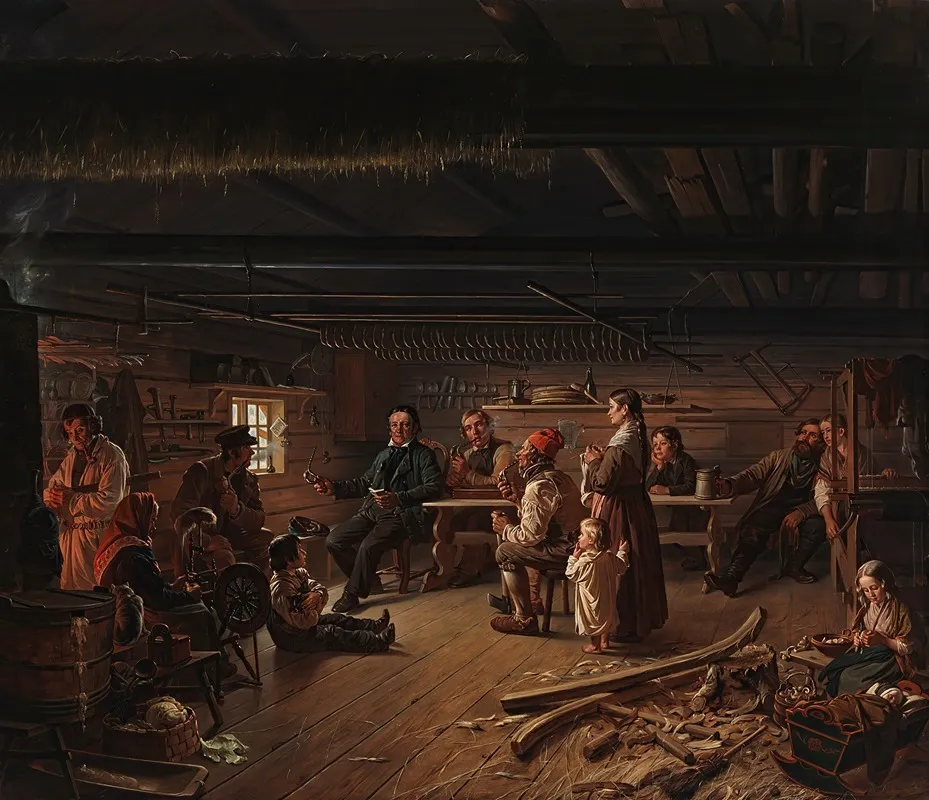 Pentti Lyytinen Recites Poems In A Cottage In Savo Wall Art by Robert Wilhelm Ekman - High-Resolution Digital Print