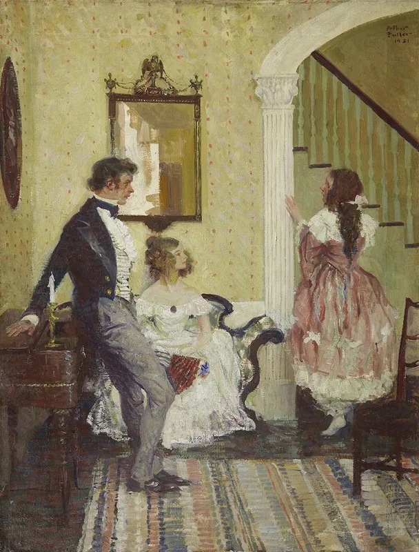 People In A Parlor Wall Art by Arthur Fuller - High-Resolution Digital Print