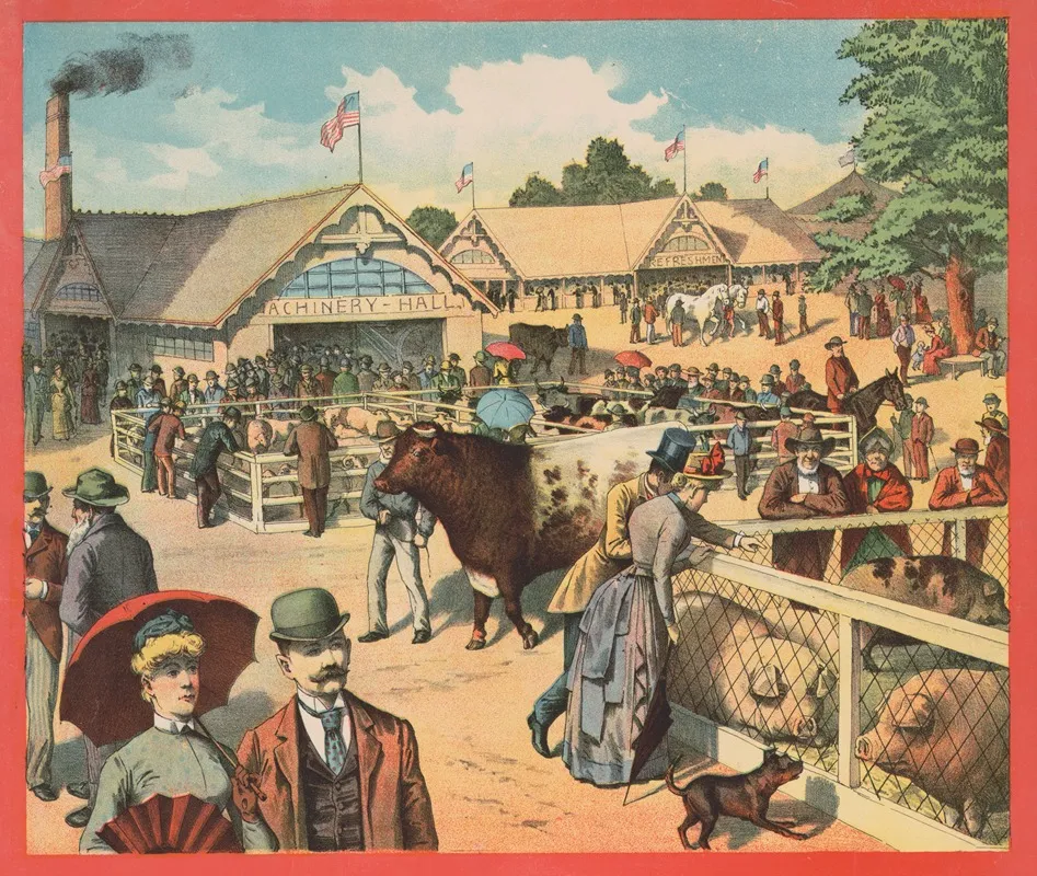 People Observing Pig Cattle And Sheep Stalls Wall Art by Russell, Morgan &amp; Co. - High-Resolution Digital Print