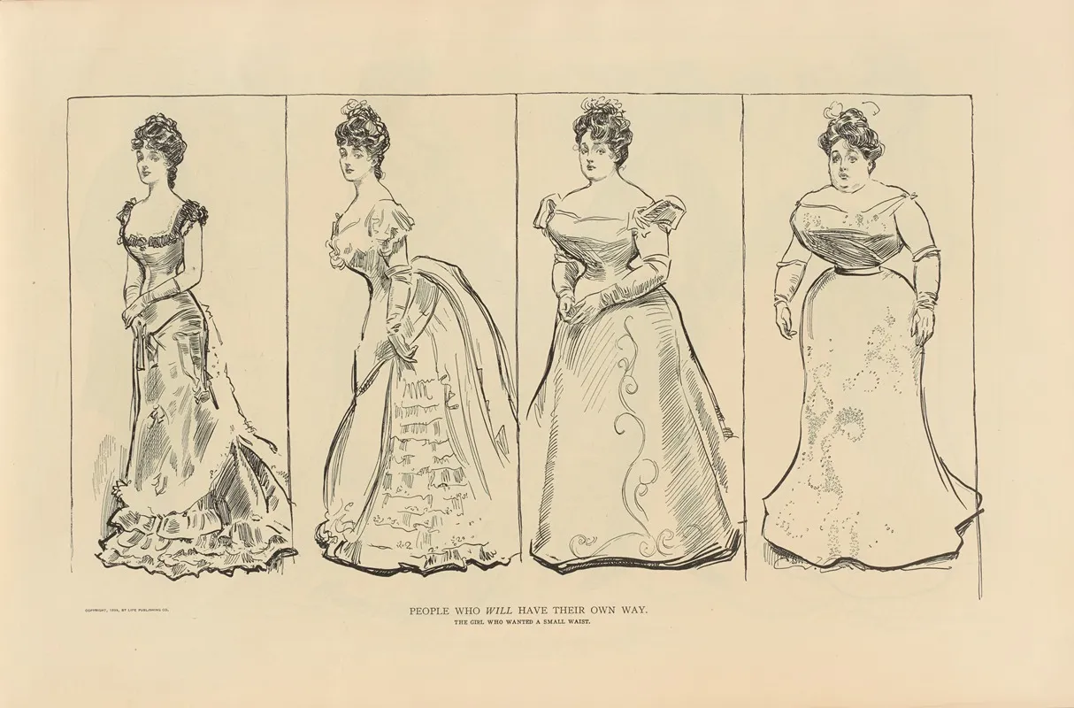 People Who Will Have Their Own Way The Girl Who Wanted A Small Waist 2 Wall Art by Charles Dana Gibson - High-Resolution Digital Print