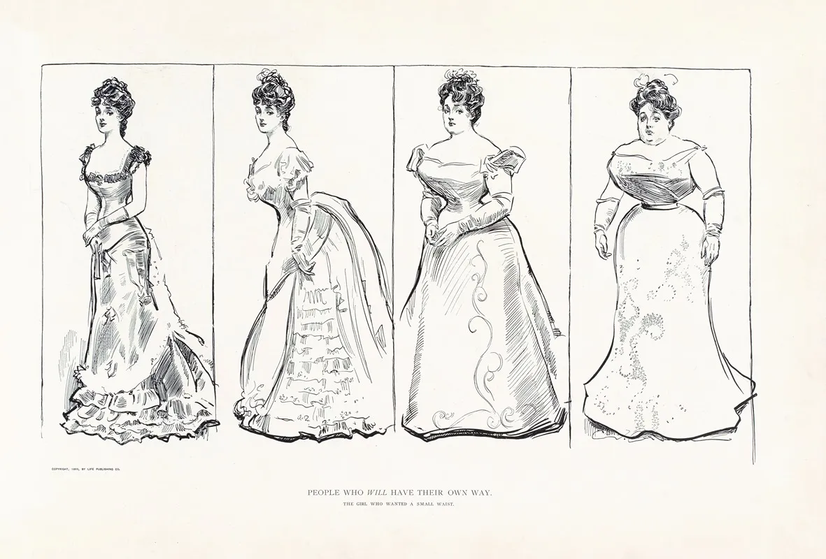 People Who Will Have Their Own Way The Girl Who Wanted A Small Waist Wall Art by Charles Dana Gibson - High-Resolution Digital Print