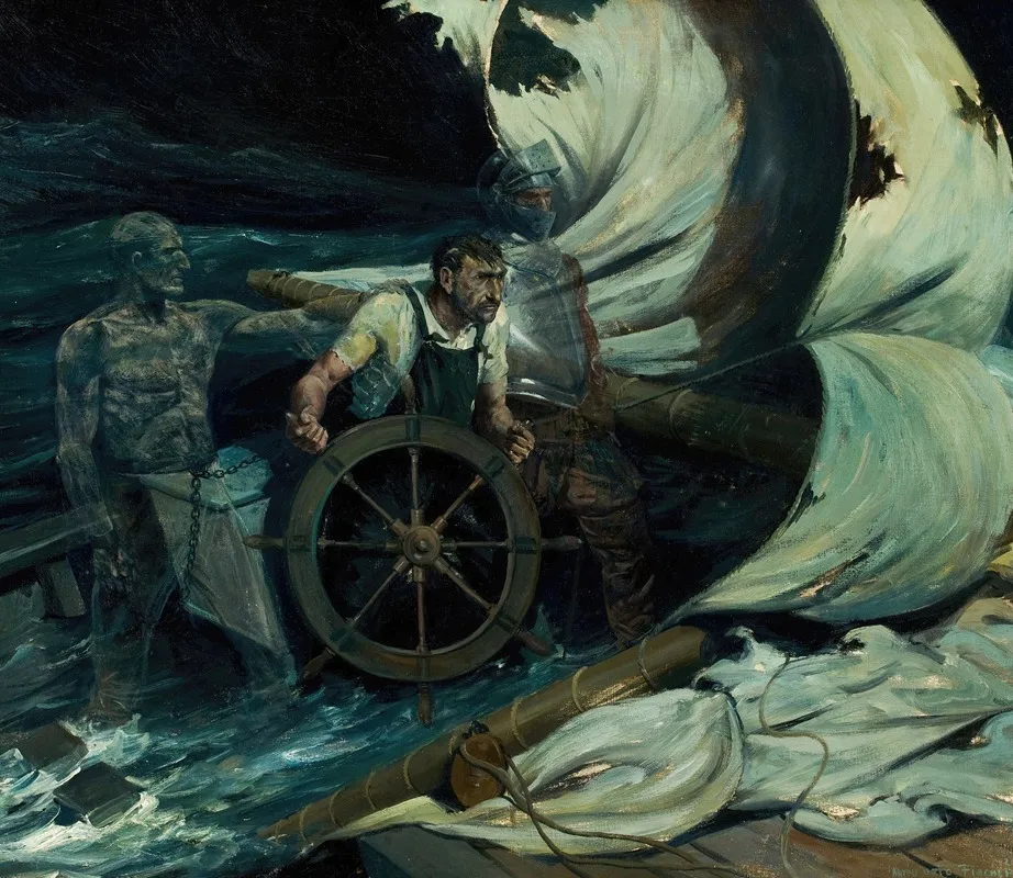 Peril At Sea Wall Art by Anton Otto Fischer - High-Resolution Digital Print