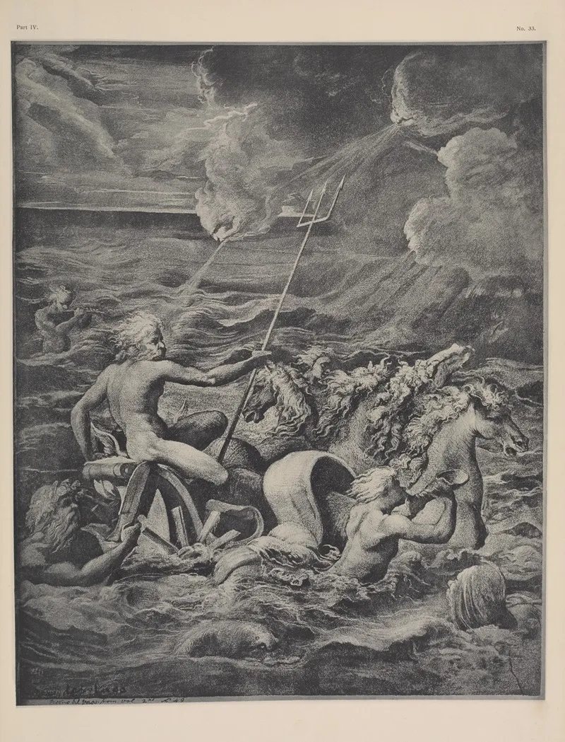 Perino Del Vaga Drawing Of Neptune In His Chariot