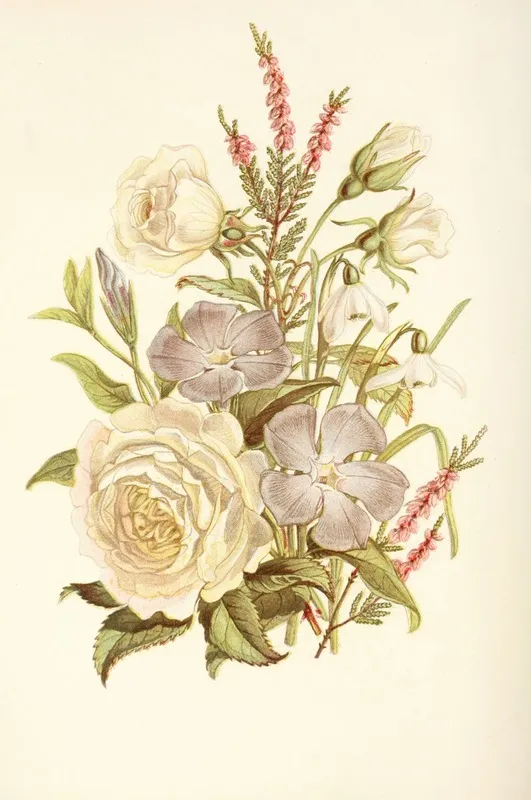 Periwinkle Snowdrop White Rose Common Heath Wall Art by Robert Tyas - High-Resolution Digital Print