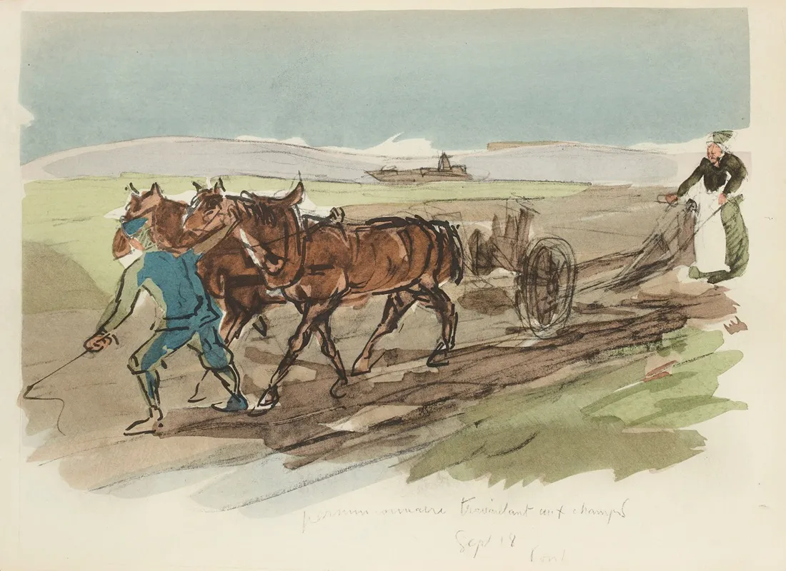 Permissionnaire Travaillant Aux Champs Septembre 1918 Wall Art by Paul Goute - High-Resolution Digital Print