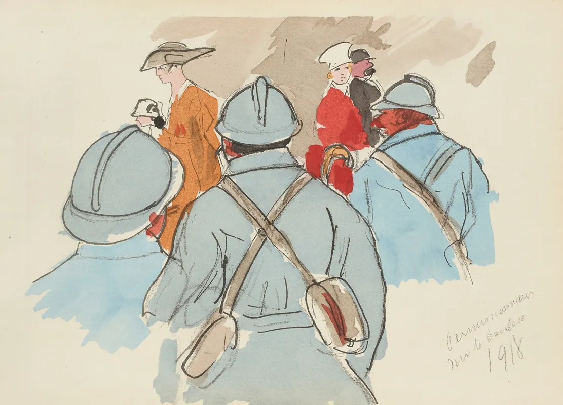 Permissionnaires Sur Le Boulevard 1918 Wall Art by Paul Goute - High-Resolution Digital Print