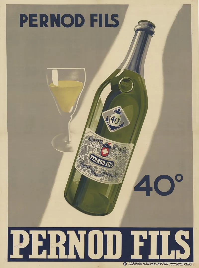 Pernod Fils 40 Affiche Wall Art by Imp. B. Sirven - High-Resolution Digital Print