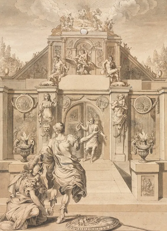 Perseus And Minerva Before A Temple Wall Art by Jan Goeree - High-Resolution Digital Print