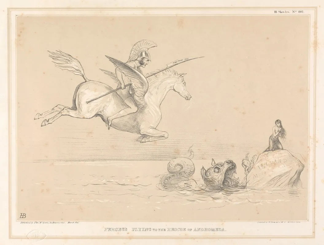 Perseus Flying To The Rescue Of Andromeda Wall Art by John Doyle - High-Resolution Digital Print