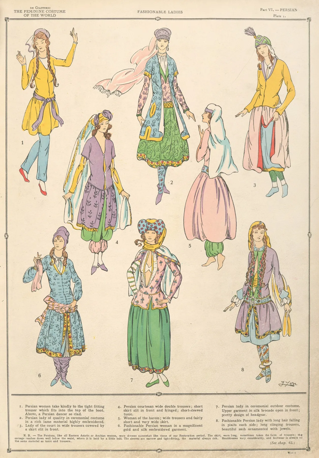 Persian Fashionable Ladies Wall Art by Paul Louis de Giafferri - High-Resolution Digital Print