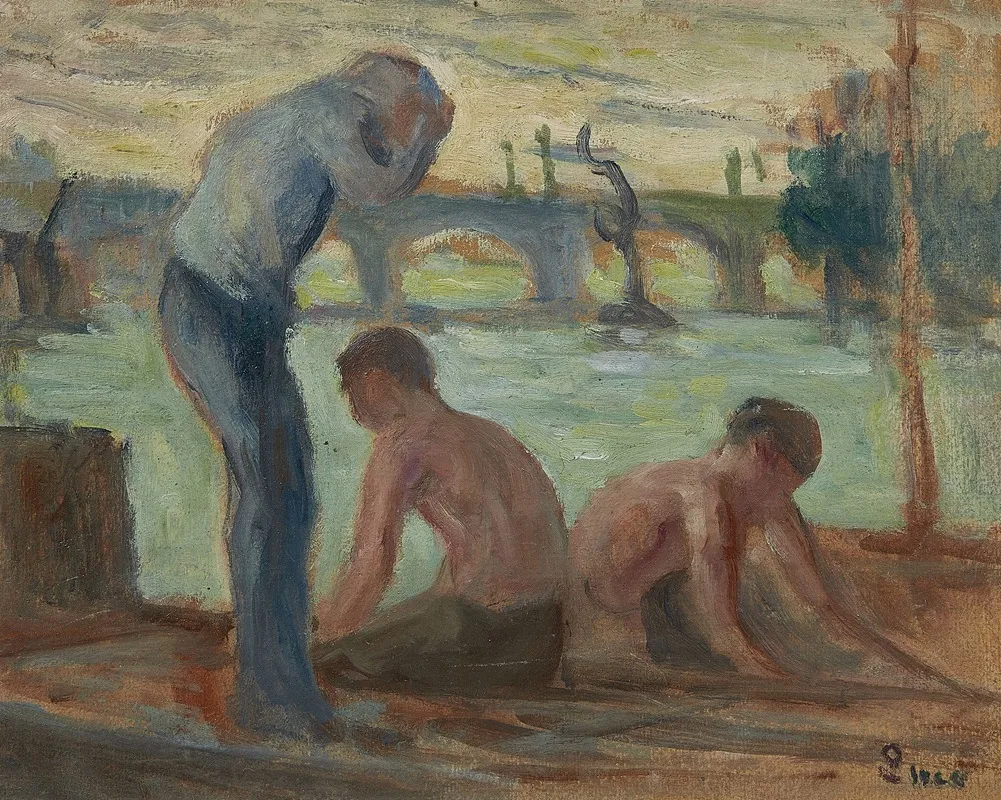 Personnages En Bord De Seine Wall Art by Maximilien Luce - High-Resolution Digital Print