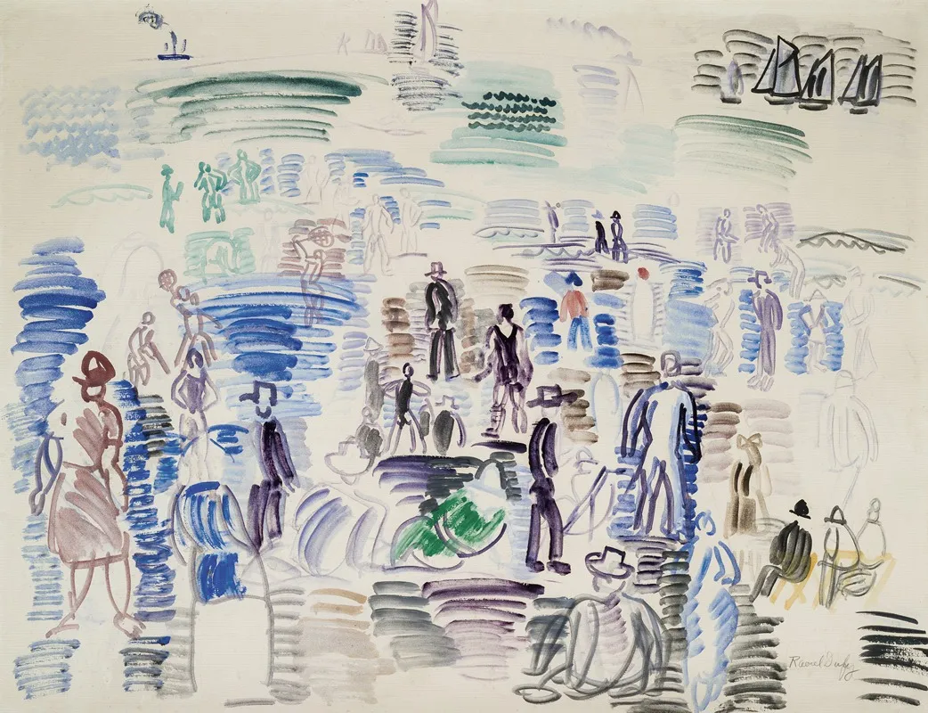 Personnages Sur La Plage Wall Art by Raoul Dufy - High-Resolution Digital Print