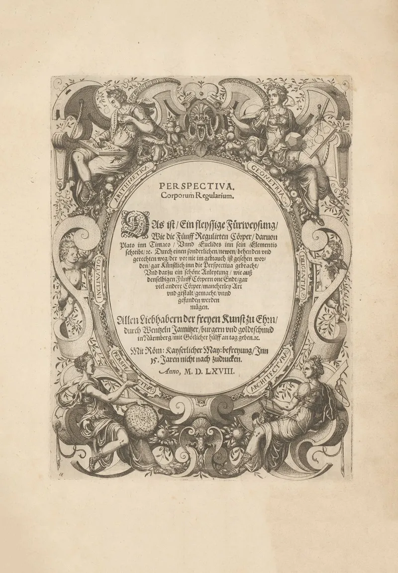 Perspectiva Corporum Regularium Perspective Of Regular Solids Pl 01 Wall Art by Wenzel Jamnitzer - High-Resolution Digital Print