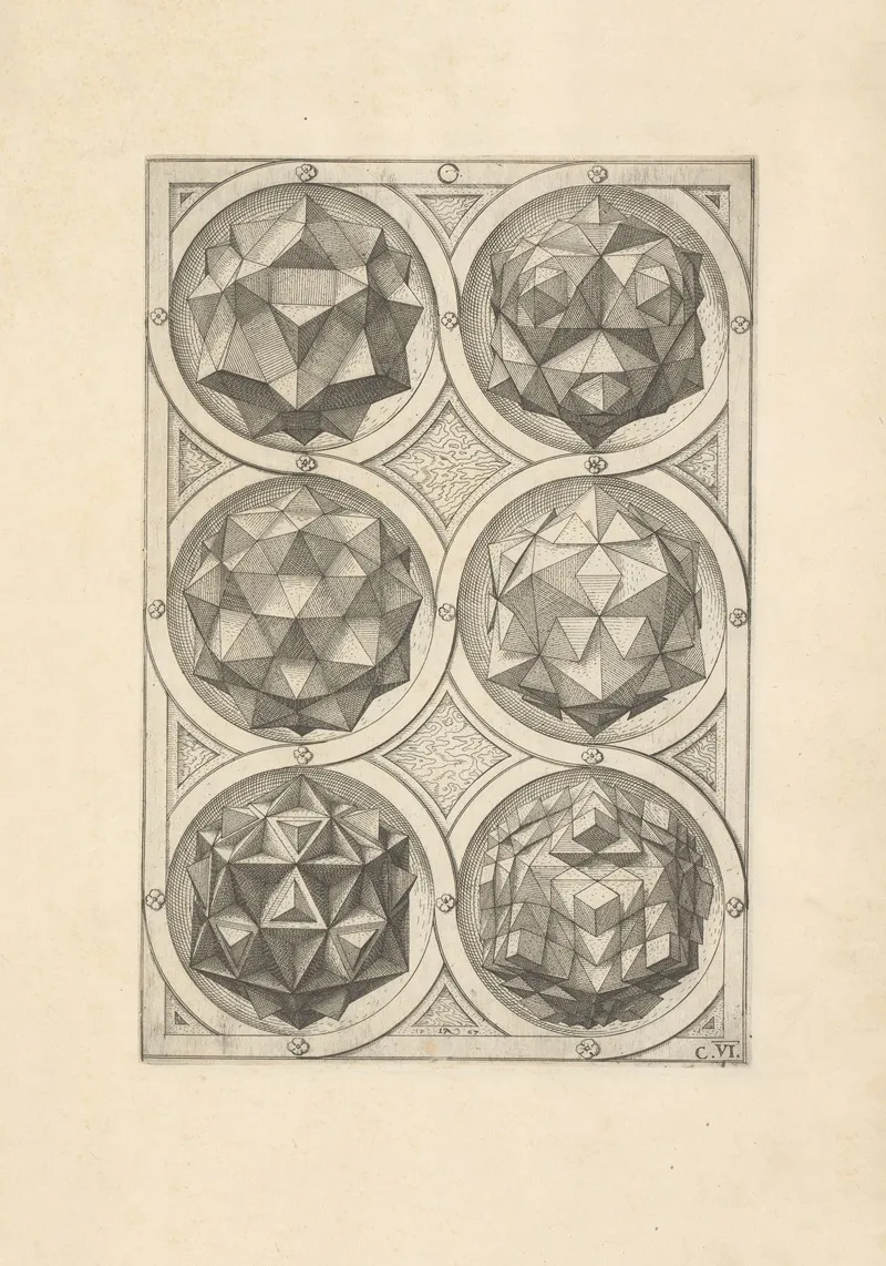 Perspectiva Corporum Regularium Perspective Of Regular Solids Pl 15 Wall Art by Wenzel Jamnitzer - High-Resolution Digital Print