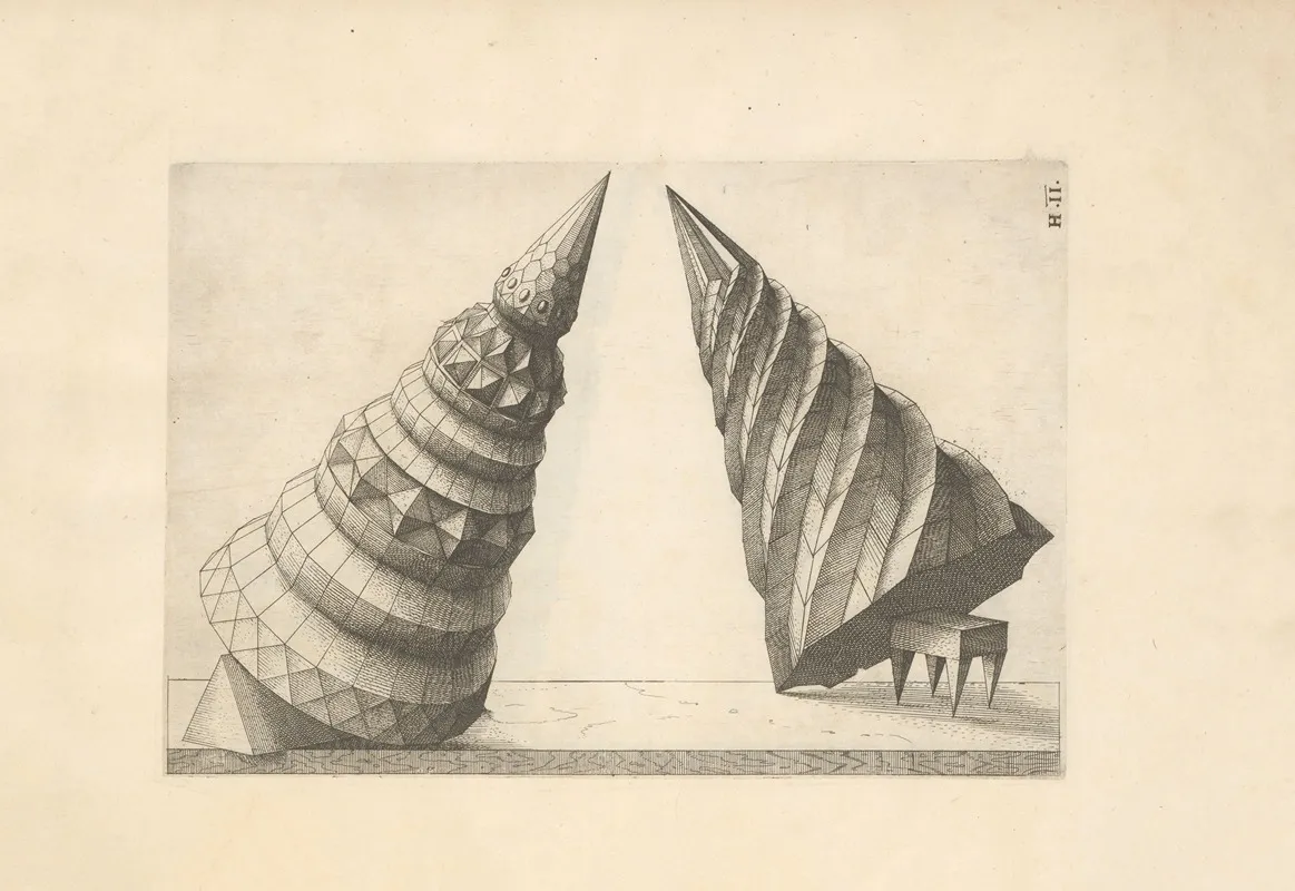 Perspectiva Corporum Regularium Perspective Of Regular Solids Pl 38 Wall Art by Wenzel Jamnitzer - High-Resolution Digital Print
