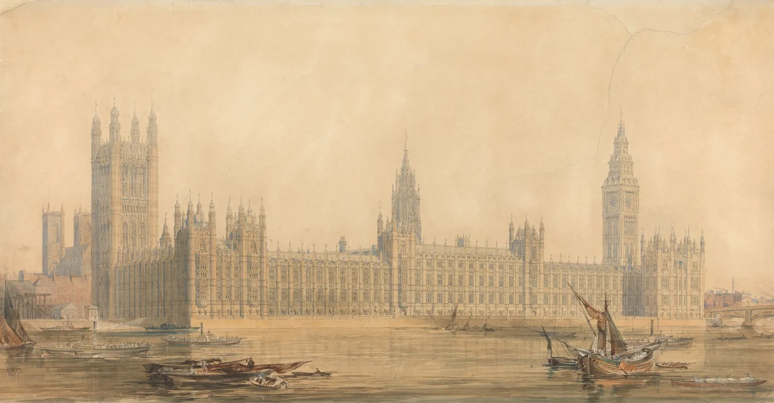 Perspective View The New Houses Of Parliament Wall Art by Sir Charles Barry - High-Resolution Digital Print