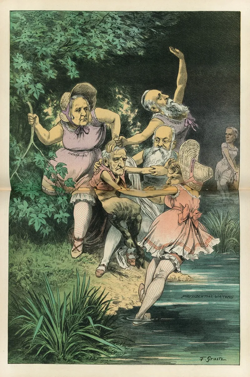 Persuasive Nymphs Trying To Lure The Coy Faun Into The Presidential Waters Wall Art by Friedrich Graetz - High-Resolution Digital Print
