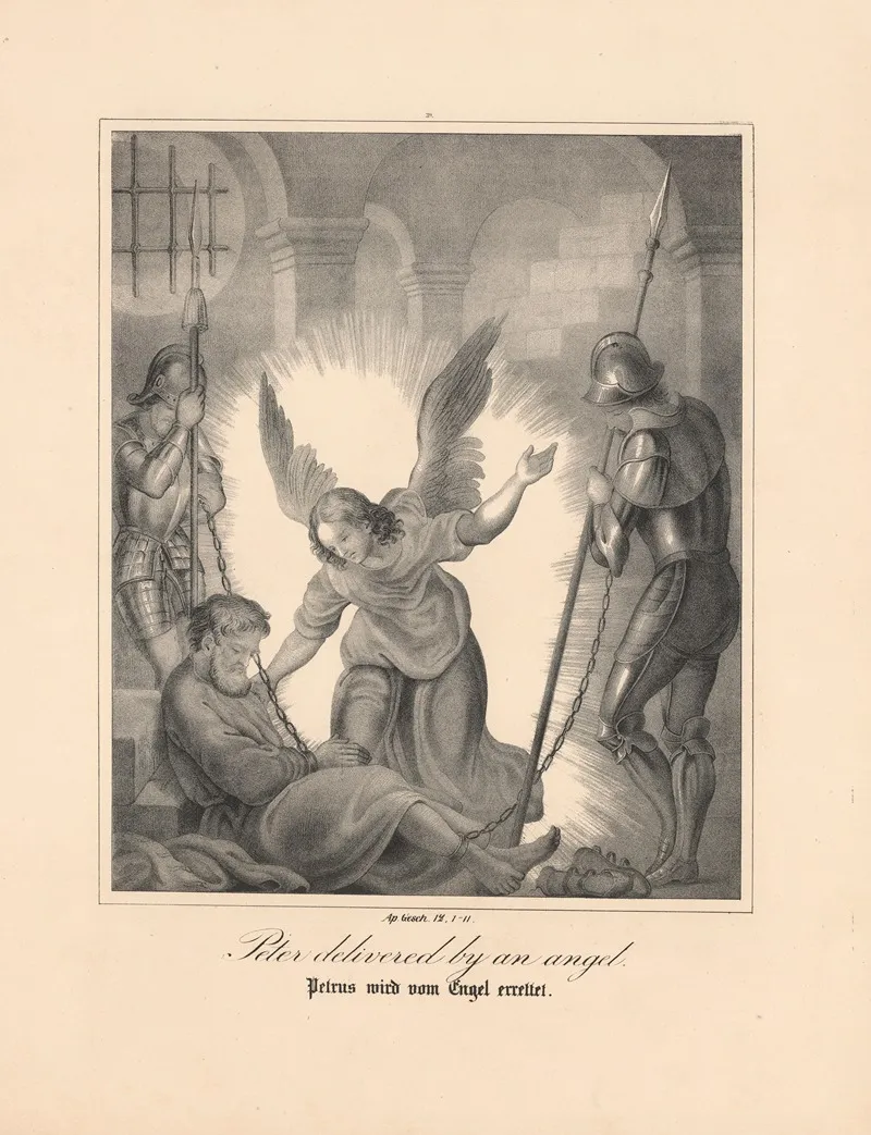 Peter Delivered By An Angel Wall Art by Johann Baptist Sonderland - High-Resolution Digital Print