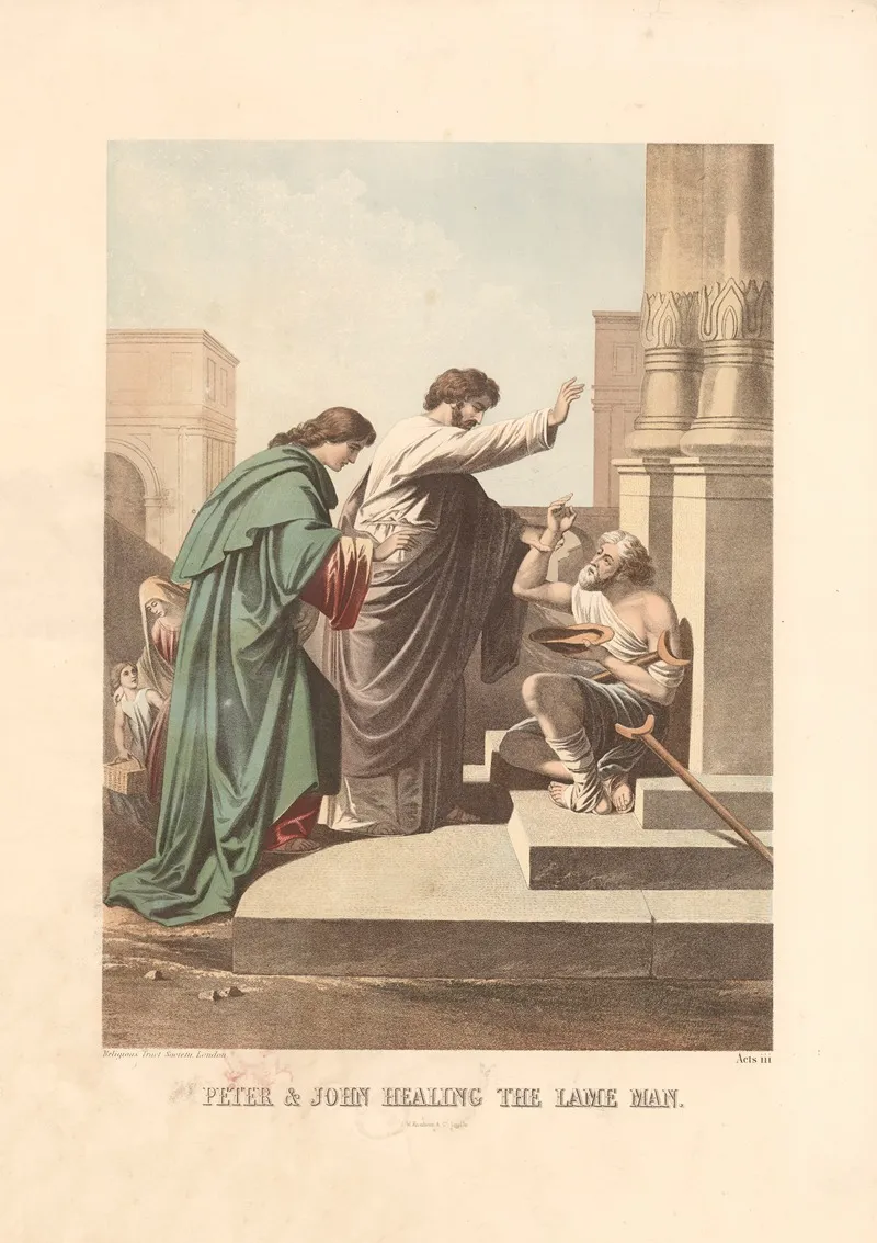 Peter John Healing The Lame Man Wall Art by Joseph Martin Kronheim - High-Resolution Digital Print