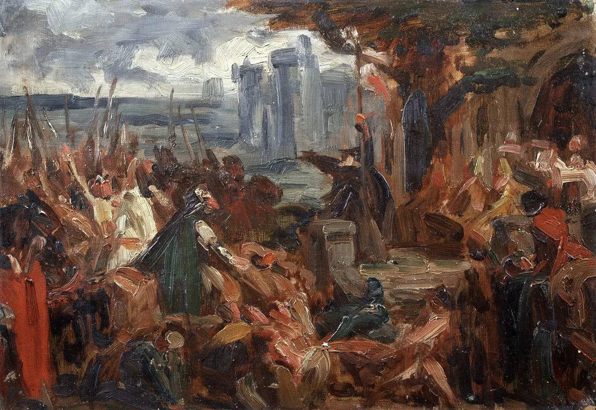 Peter The Hermit Preaching The First Crusade Study Wall Art by Gustave Vanaise - High-Resolution Digital Print