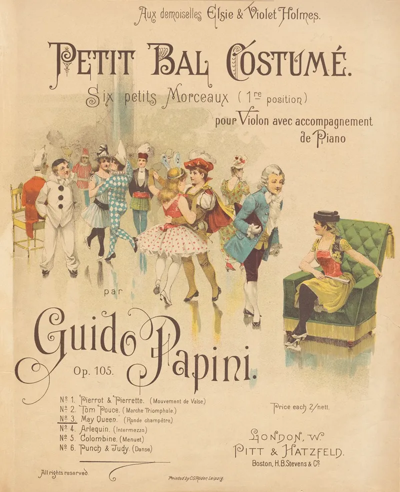 Petit Bal Costume Six Petits Morceaux Pour Violon Avec Accompaniment De Piano Par Guido Papini Wall Art by Pitt & Hatzfeld - High-Resolution Digital Print