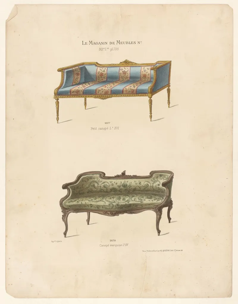 Petit Canape Ls Xvi Canape Marquise Ls Xv Wall Art by Victor Léon Michel Quétin - High-Resolution Digital Print