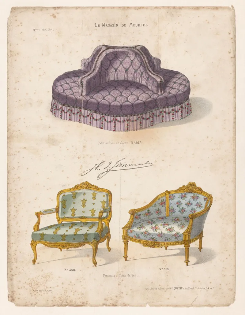 Petit Milieu De Salon Fauteuils Coins De Feu Wall Art by Victor Léon Michel Quétin - High-Resolution Digital Print