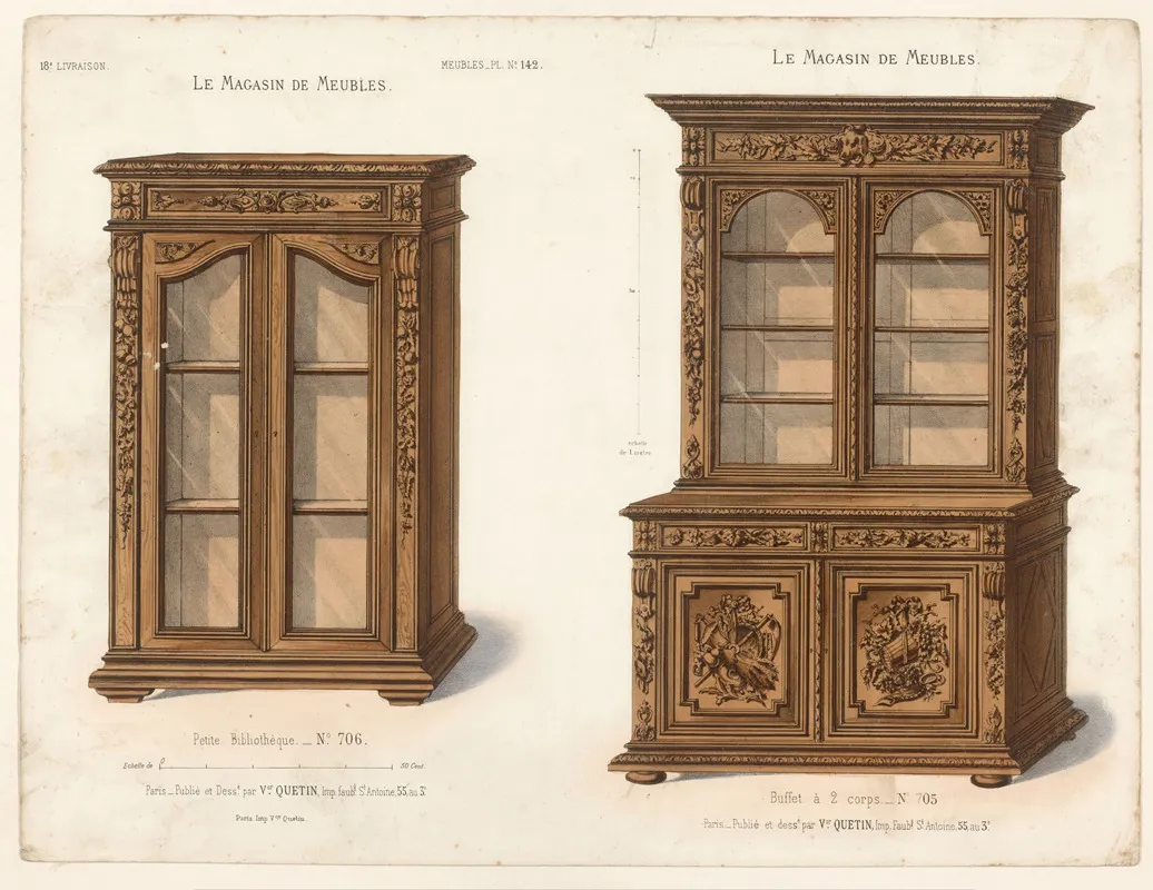 Petite Bibliotheque Buffet A 2 Corps Wall Art by Victor Léon Michel Quétin - High-Resolution Digital Print