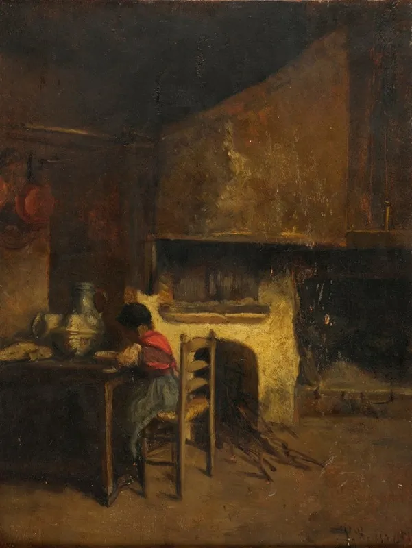 Petite Fille Mangeant Sa Soupe Wall Art by Léonide Bourges - High-Resolution Digital Print