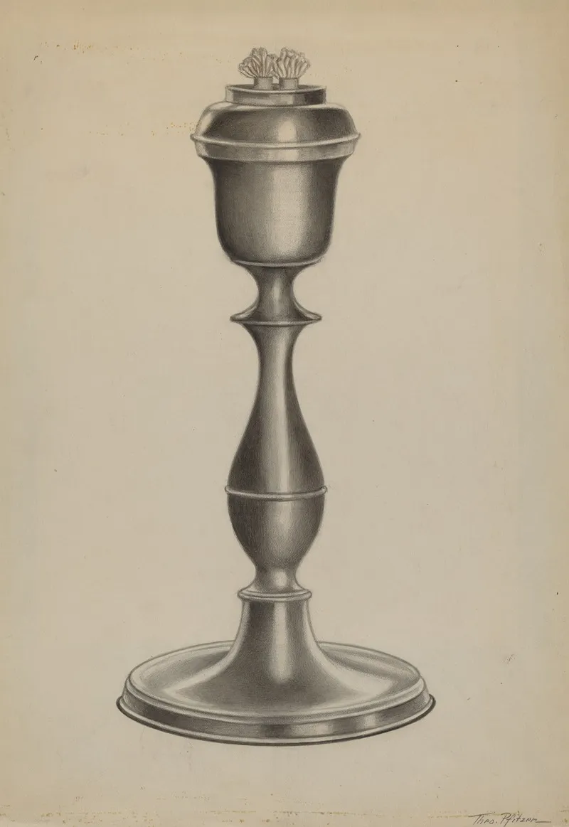 Pewter Lard Oil Lamp