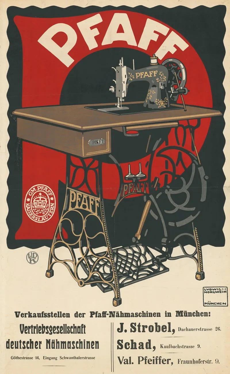 Pfaff Vertriebsgesellschaft Deutscher Nahmaschinen In Munchen Wall Art by Ludwig Hohlwein - High-Resolution Digital Print